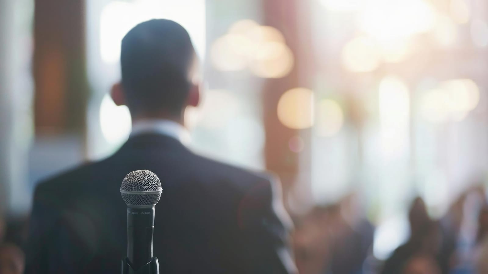 Seminario con un relatore davanti ai partecipanti in aula